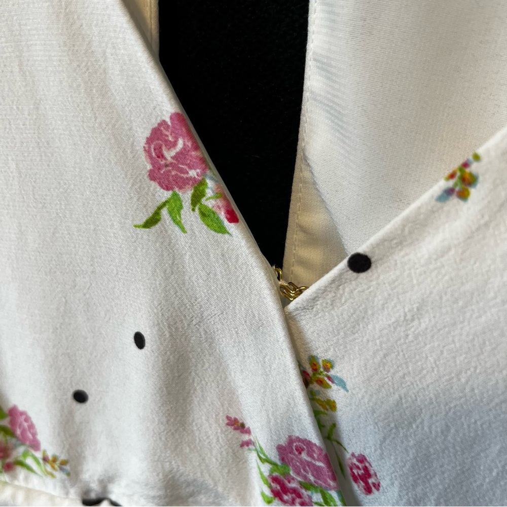 For Love and Lemons Mabel mini dress Small White floral Hearts Polkadots Womens - Picture 8 of 9